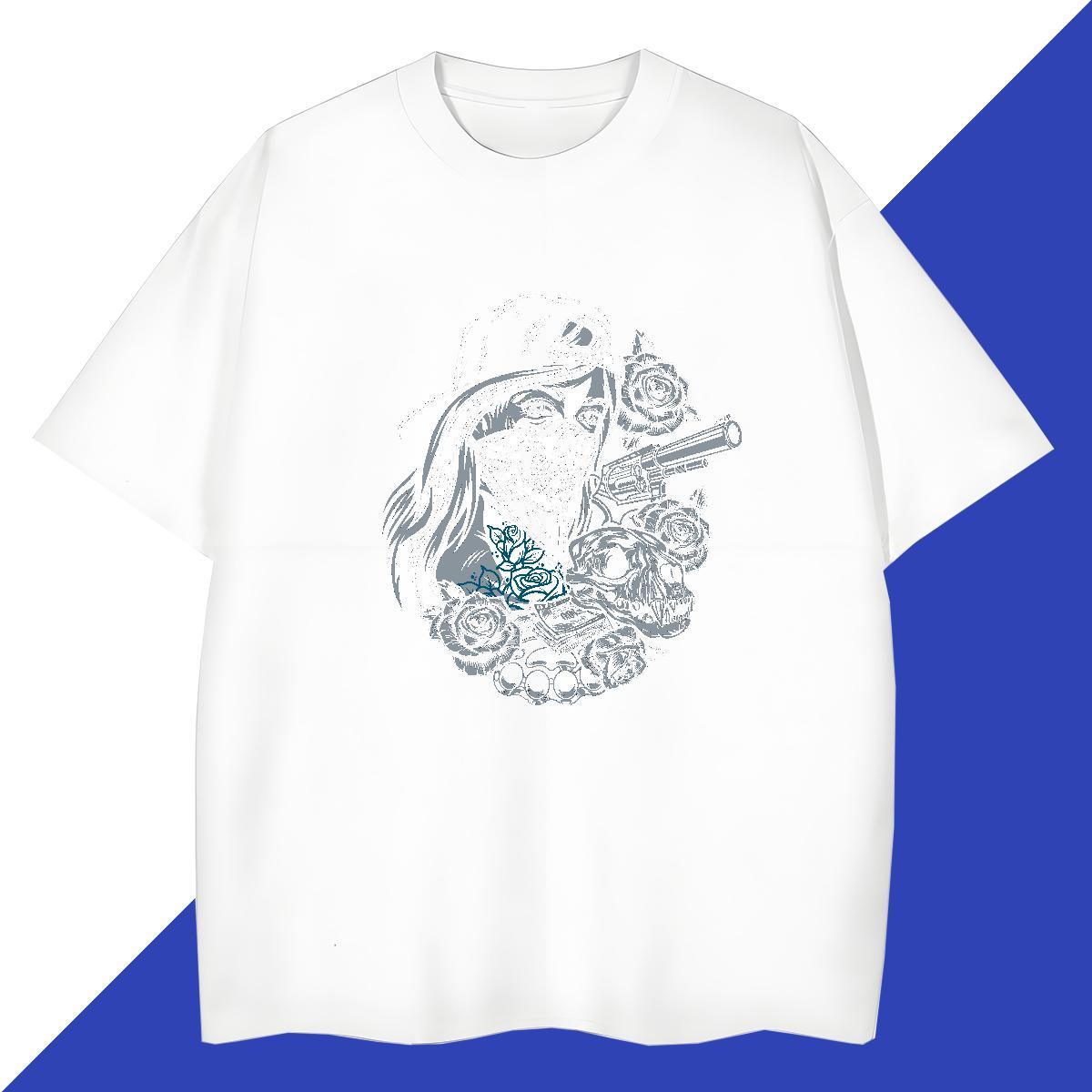 Wholesale Mens T Shirts 100% Cotton 230g skull Casual Daily Wear Custom Cartoon O-Neck Short Sleeve Tshirt for Man Woman Customized Polos