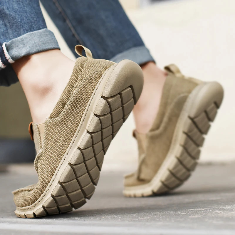 Soothing breathable canvas shoes mens outerwear slip in summer sports shoes comfortable casual mens shoes lightweight mens driving 240823