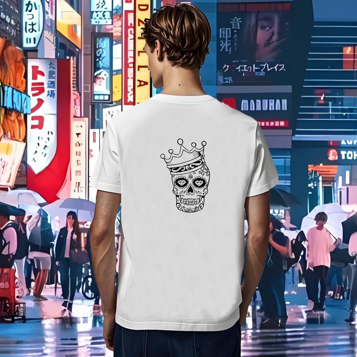 Wholesale T Shirt For Man 230g 100% Cotton skull High Street Hip Hop Plus Size Custom Breathable Soft Tshirts DIY Customized Tee Shirt
