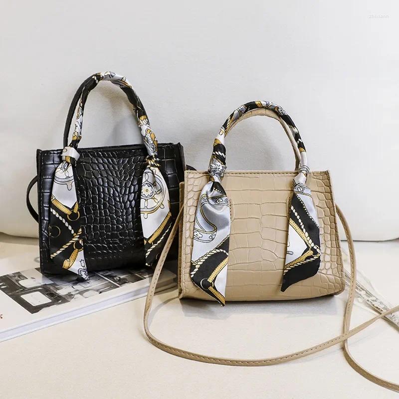 Bag Scarfs Accent Rhombus Shoulder Bag: Chic Chain Crocodile Pattern Oblique Span With Optional Silk Handbag Scarf New Free Delivery Designer Bag