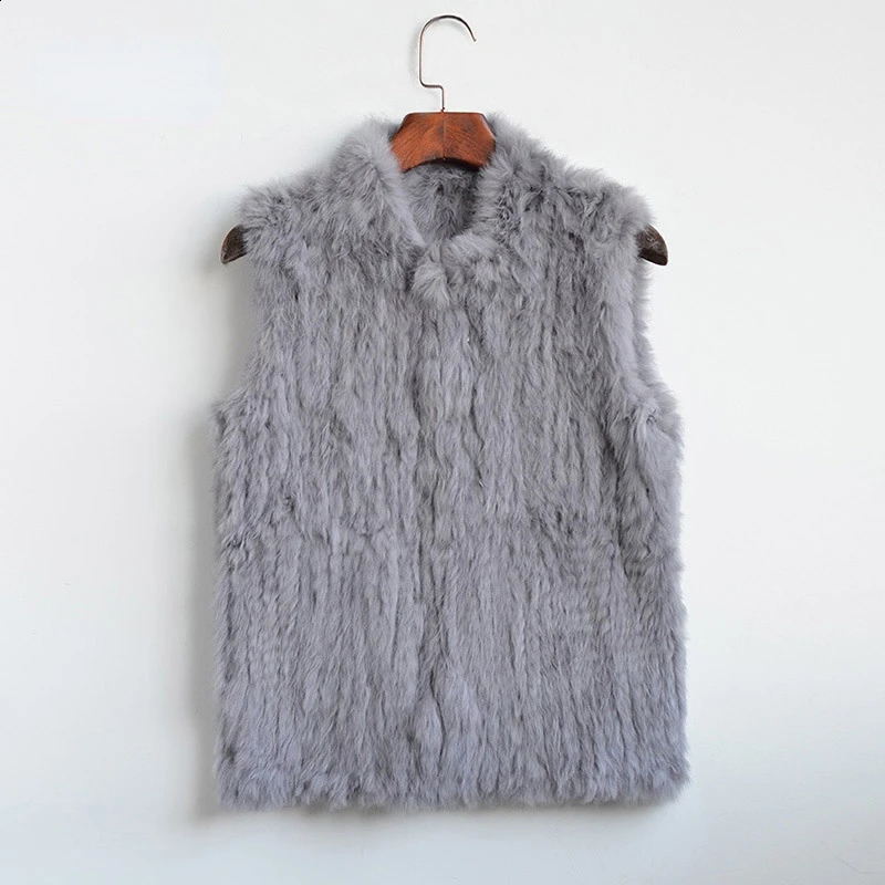 VT802 16 color womens real rabbit fur vest jacket warm in spring and winter knitted black beige 240824