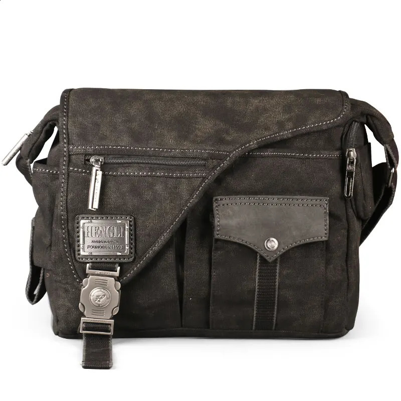 Ruil Men Canvas Multifunction Crossbody Bag Retro Handbags Travel Wear Resistance Shoulder Messenger Bags Leisure Package bolsa 240824