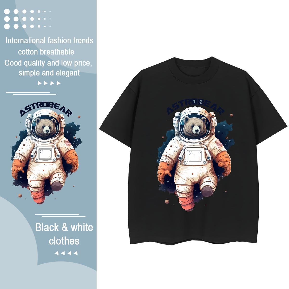 Wholesale Women Tees 100% Cotton 230g cosmonaut Daily Outfit T Shirts Women Crew Neck Breathable Customized Print Wear