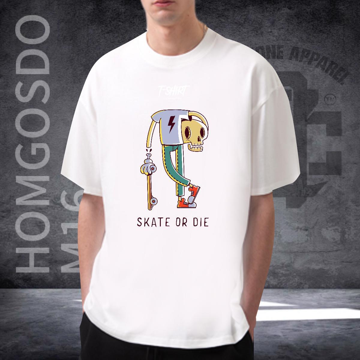 Free Shipping T-Shirts 230g Pure Cotton skull Daily Outfit Custom Big Size O-Neck Short Sleeve Couples T Shirts Casual New Tees