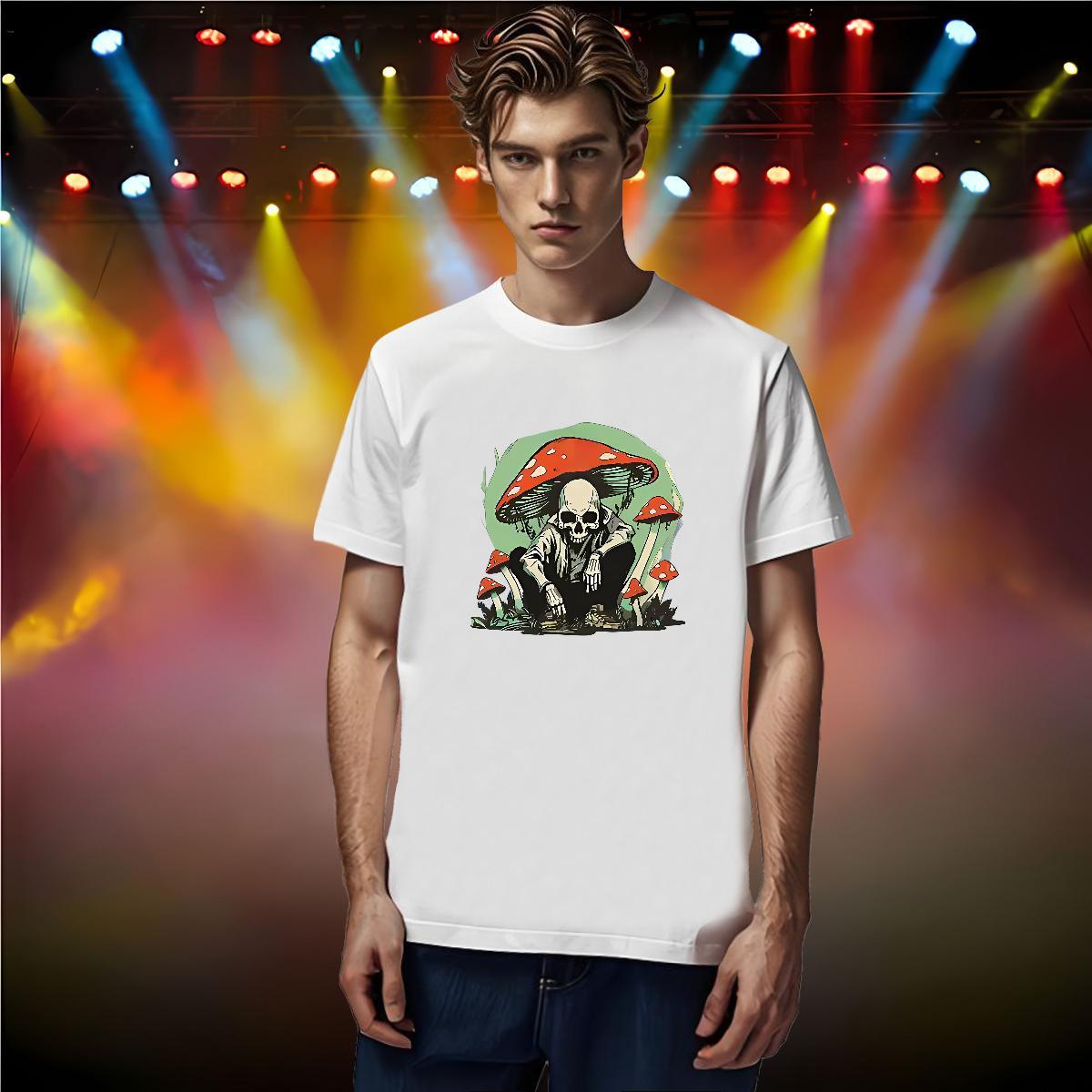Classic T Shirt For Man 230g Pure Cotton skull Daily Outfit Anime O-Neck Short Sleeve Men Tops Tees Classic Casual Tee Shirt