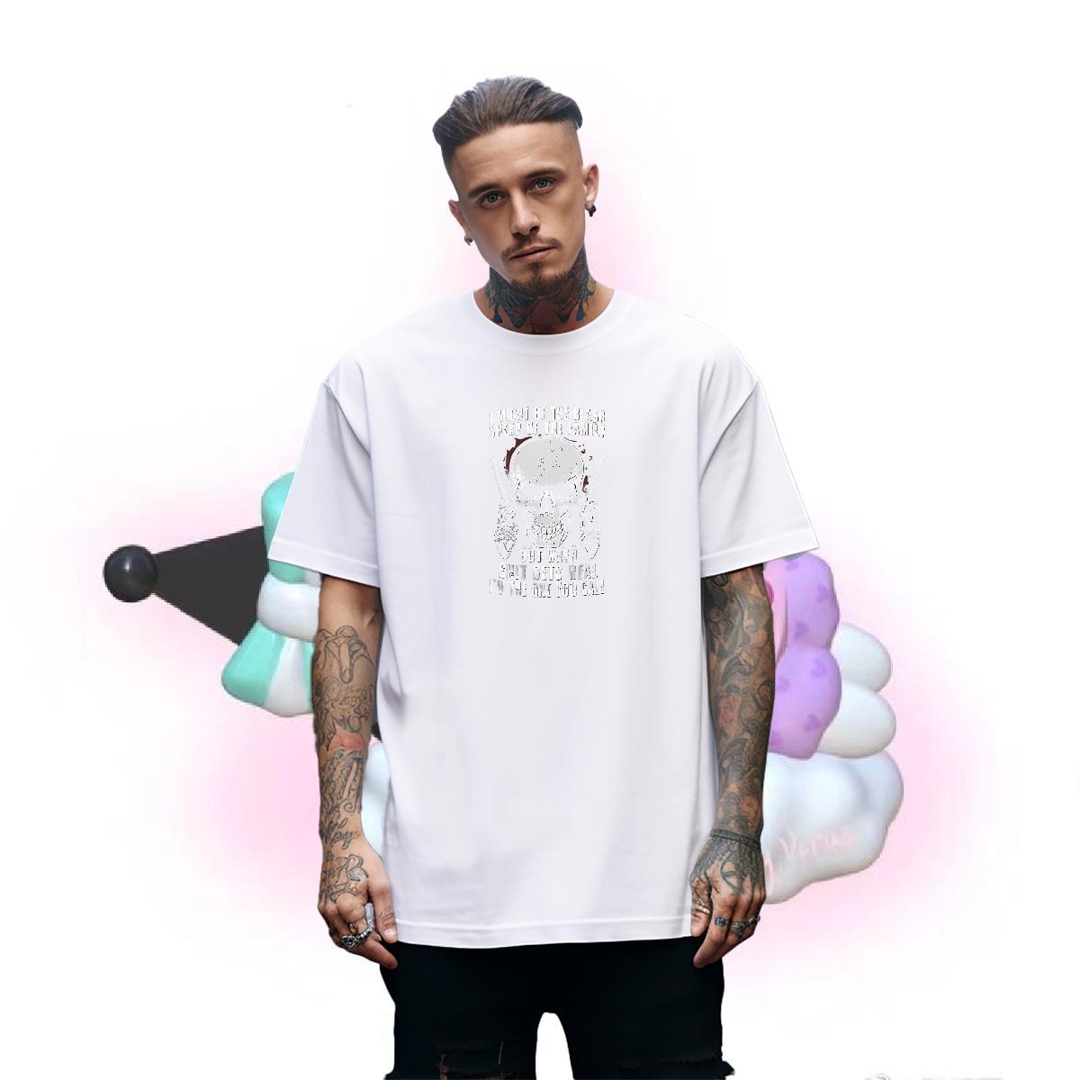Brand T Shirt For Man 230g Pure Cotton skull Casual Daily Wear Plus Size Custom Crew Neck Breathable Mens Tshirts Fashion Clothes
