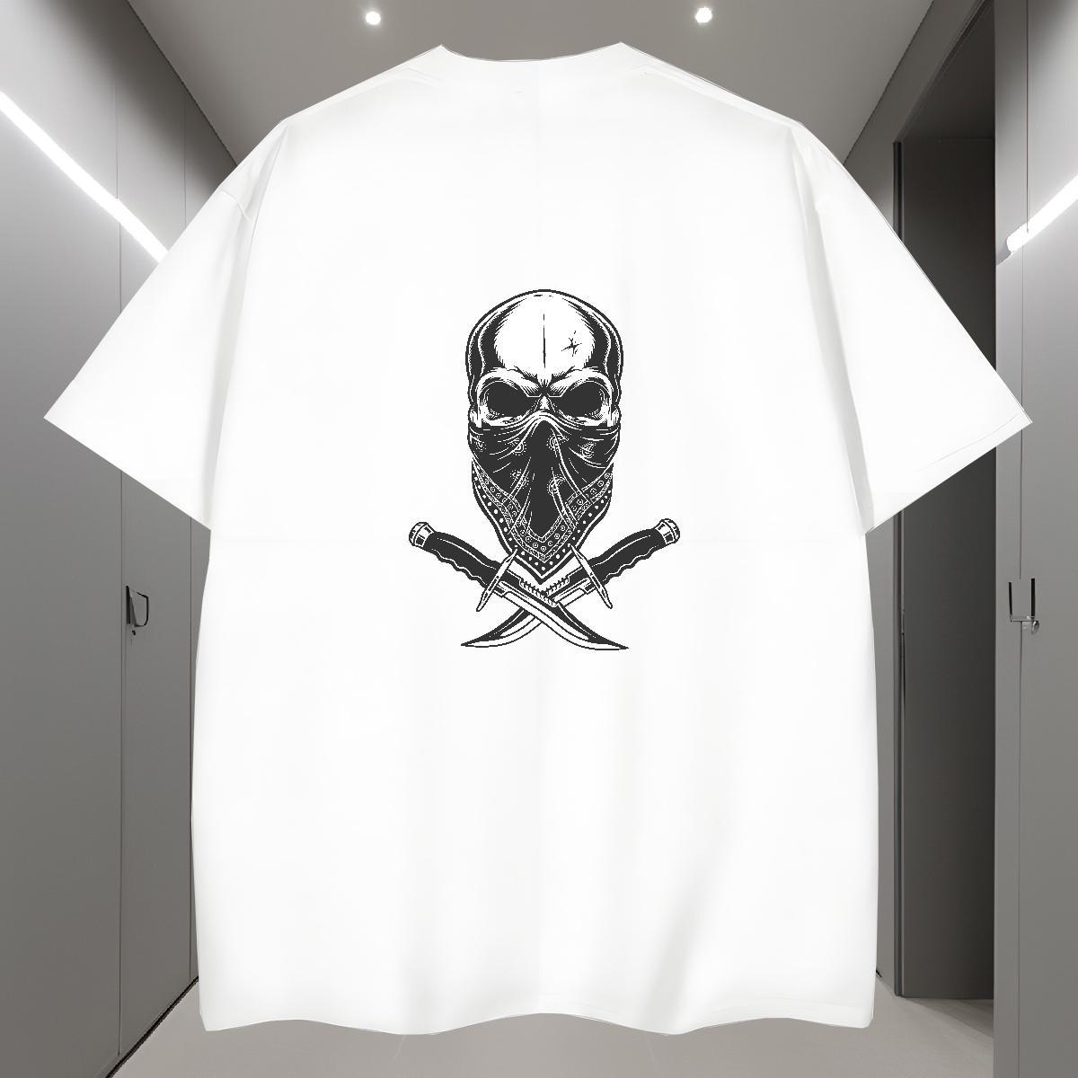 Classic T Shirt For Man 230g Cotton skull Anime Printing Street DIY Logo Oversized Breathable Crew Neck Couples T Shirts Fashion New Clothes