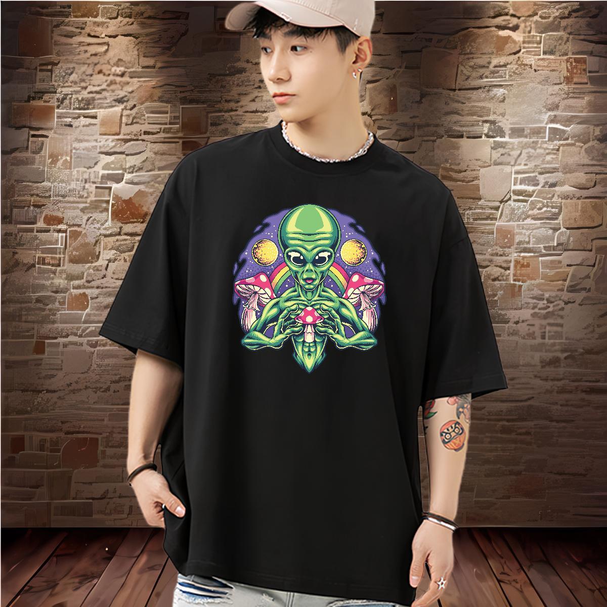 Wholesale Men T Shirts 230g Pure Cotton ET High Street Hip Hop DIY Printed Breathable Tshirt for Man Woman New Designer Tees