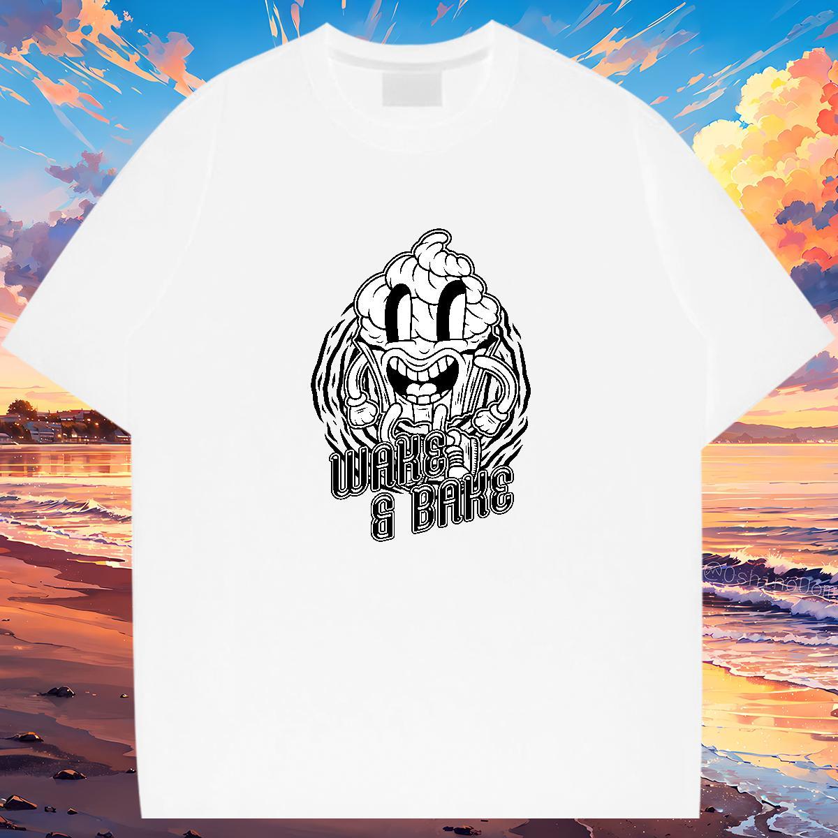 Wholesale T-Shirts for Men 230g Cotton skull Casual Daily Wear Floral Print Breathable Soft Couples T Shirts DIY Top Tees