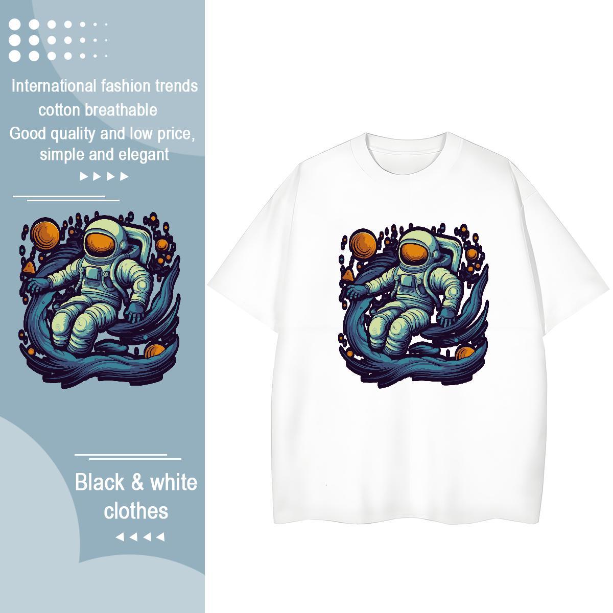Comfortable Unisex Tshirts 230g Cotton universe Street Woman T Shirts Breathable Crew Neck Anime Oversized Tops