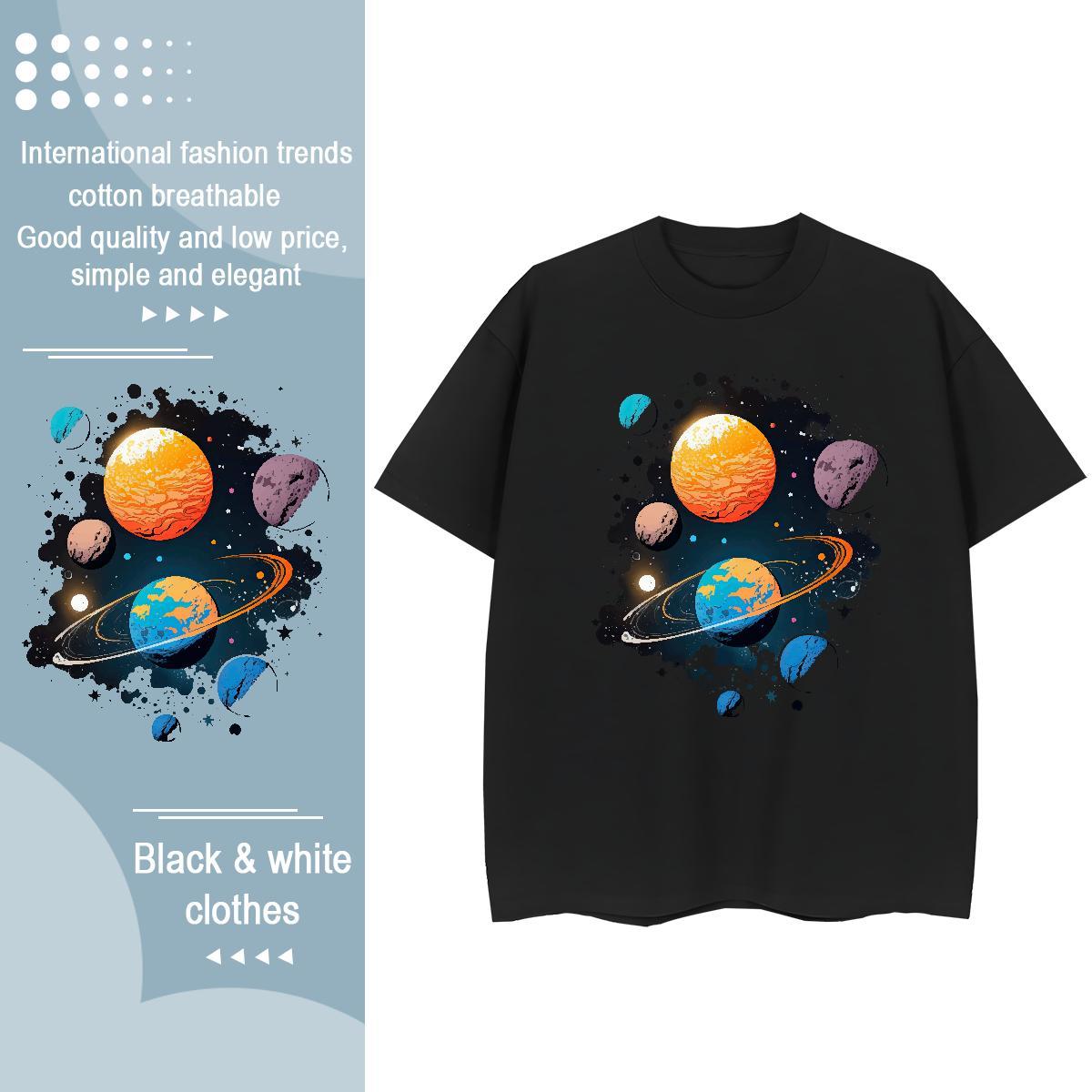 Free Shipping Women Tshirts 100% Cotton 230g planet Beach T-Shirts for Women Short Sleeve O-Neck Floral Print Polos