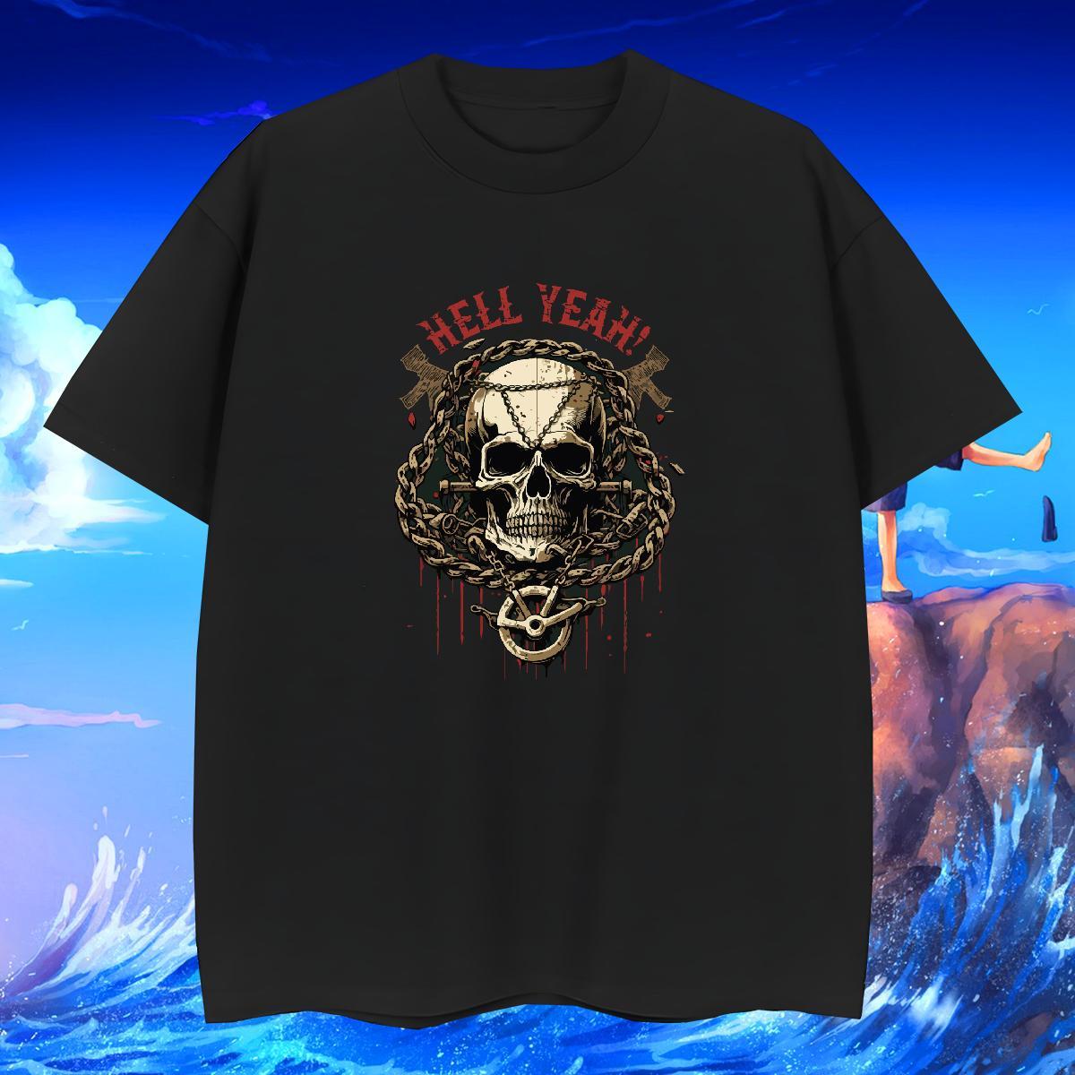 Soft T Shirt For Man 230g Cotton skull Spring Summer Asian Size Breathable Short Sleeve Tshirt for Man Woman 2024 New Tees