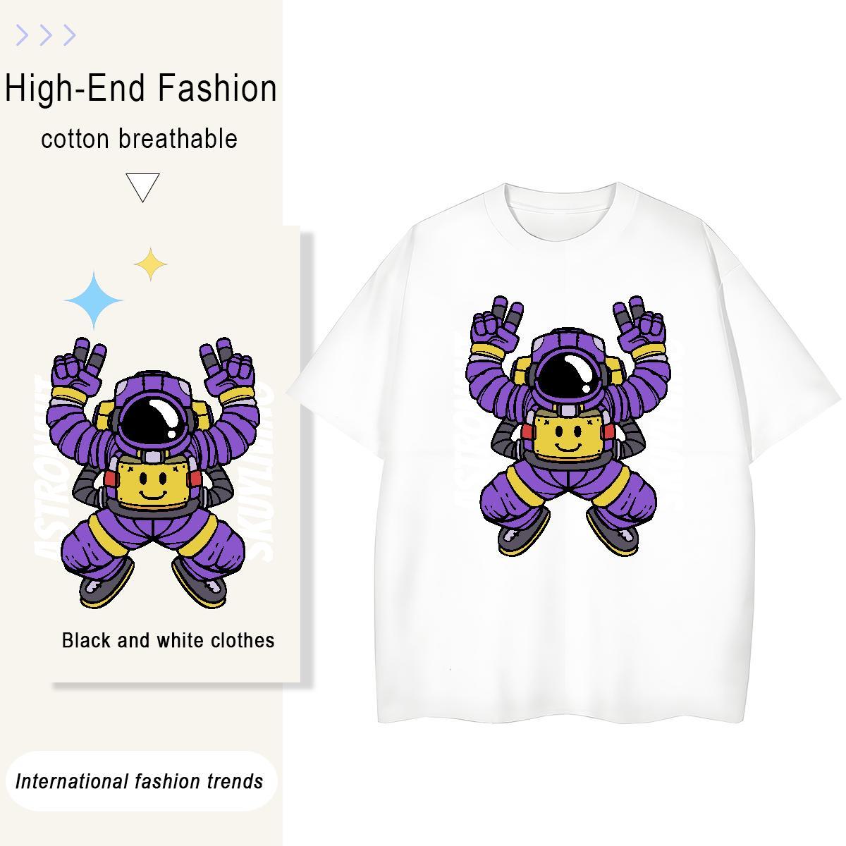 Popular Unisex Tshirts 230g 100% Cotton planet Spring Summer Women T Shirts Short sleeve Soft Anime Print Tees