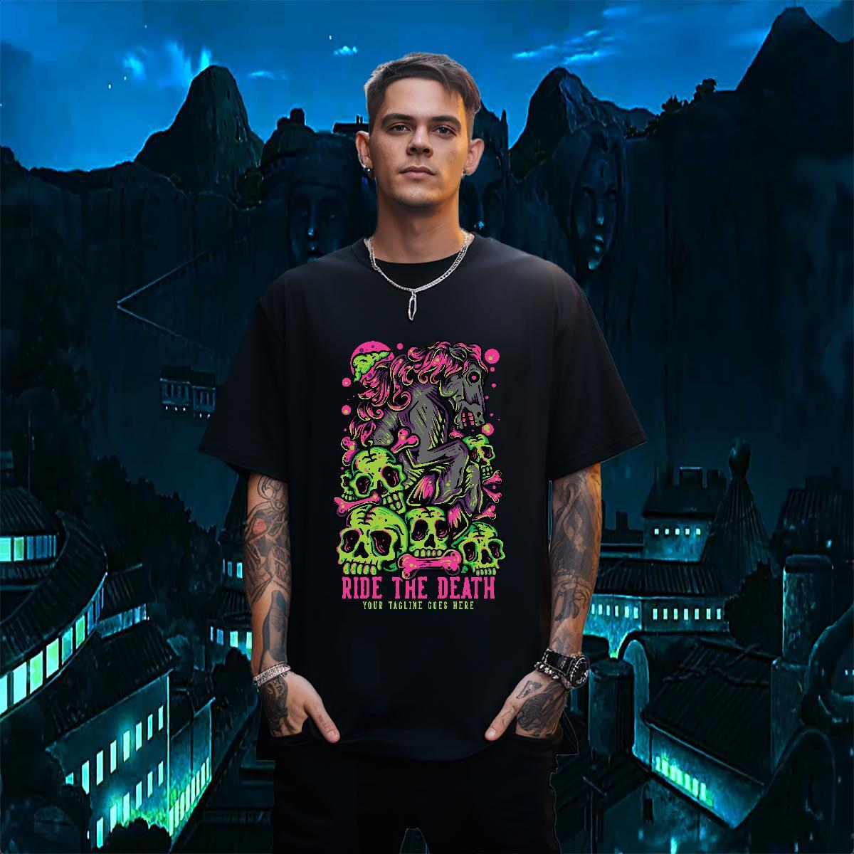 Unisex Mens T Shirts 230g Cotton skull Sports Casual DIY O Neck Short Sleeves Couples T Shirts Fashion New Wear
