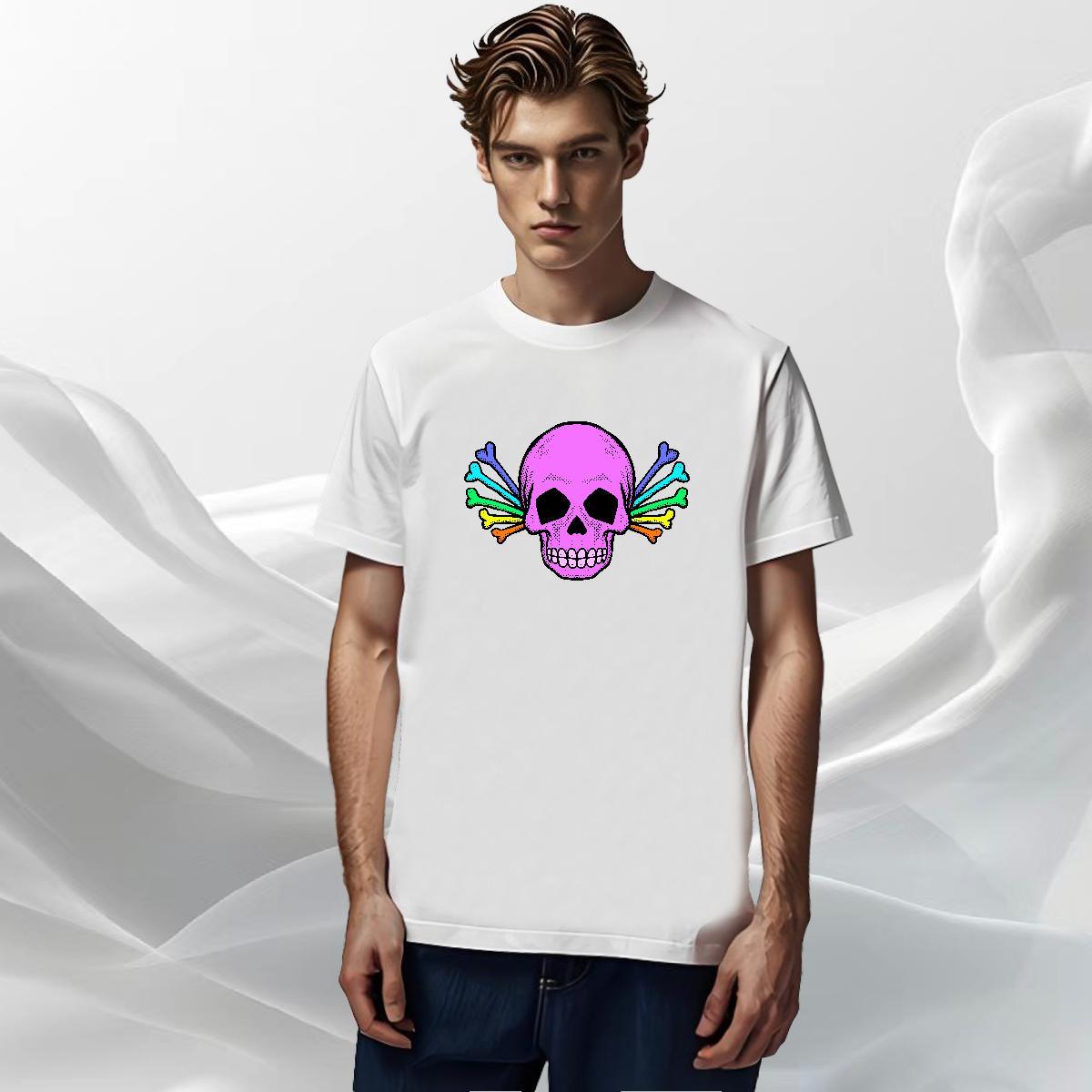 Free Shipping Mens T Shirts 230g Pure Cotton skull Hip Hop Street Custom Printing Breathable Soft Mens Tshirts Factory Direct Polos