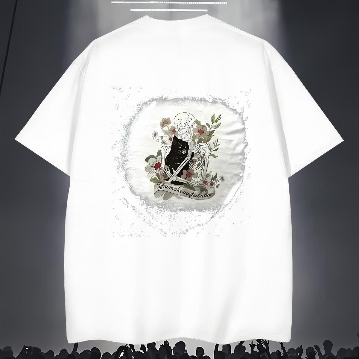 Unisex Man T Shirts 230g 100% Cotton skull Hip Hop Custom Anime O-Neck Short Sleeve Tshirt for Man Woman New Designer Clothes