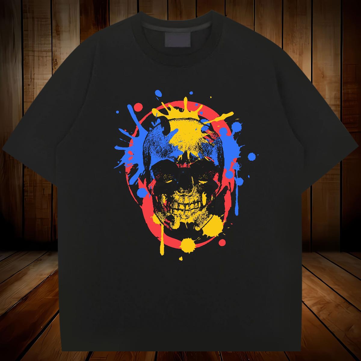 Loose Fit T shirt 100% Cotton 230g skull Sports Casual Black Oversized Breathable Short Sleeve Tshirt for Man Woman Designer Tops Tees