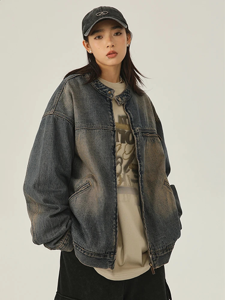 Cowboy jacket mens retro comfortable gothic couple youth autumn long sleeved college high school American loose clothing 240824