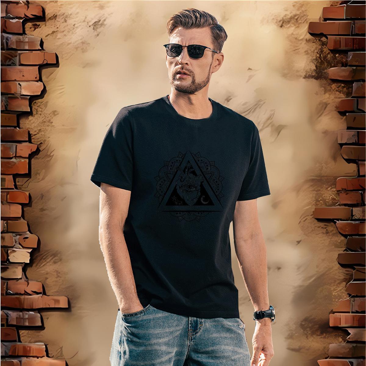 Cool Men T Shirts 230g 100% Cotton eye of the devil High Street Hip Hop Custom Cartoon Short Sleeve O-Neck Men Tees 2024 New Clothes