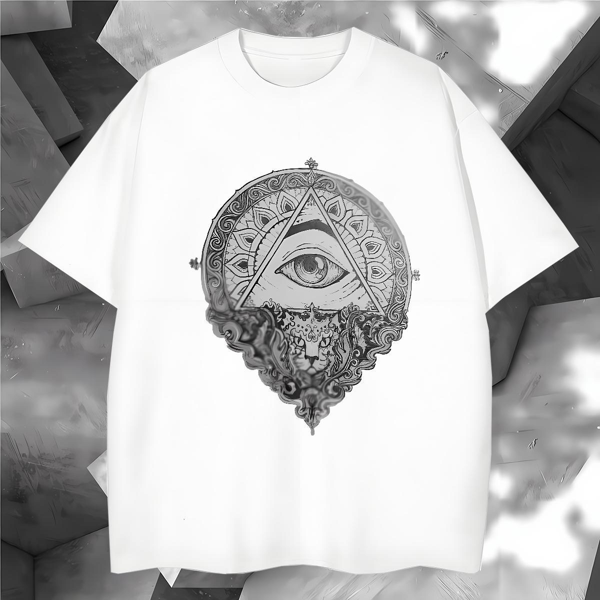 TOP Quality T-Shirts 230g Cotton eye of the devil Hip Hop Custom Printed Round Neck Short Sleeve Tshirts Wholesale Tee Shirt