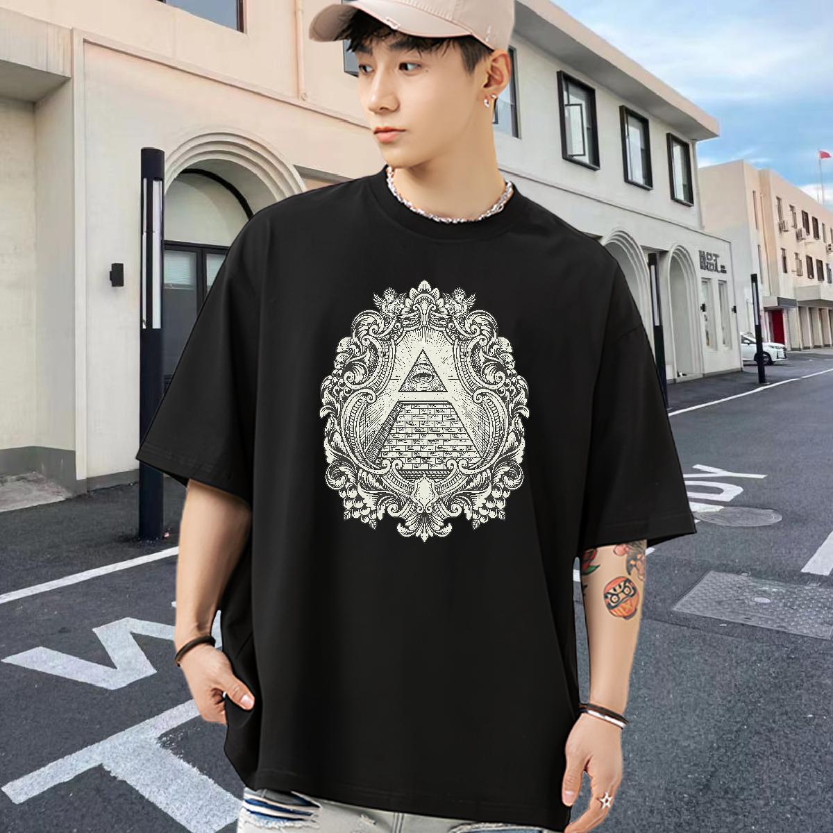 Cool T Shirt For Man 230g Pure Cotton eye of the devil Home Outdoor DIY Anime O-Neck Short Sleeve Mens Tshirts Fashion Clothings