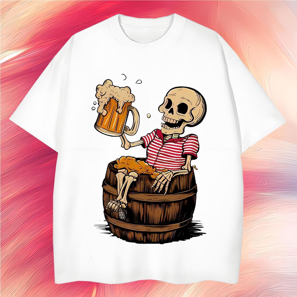 Wholesale T-Shirts for Men 230g Pure Cotton skullskull Hip Hop Street Plus Size Custom Round Neck Short Sleeve Tshirts Casual New Wear