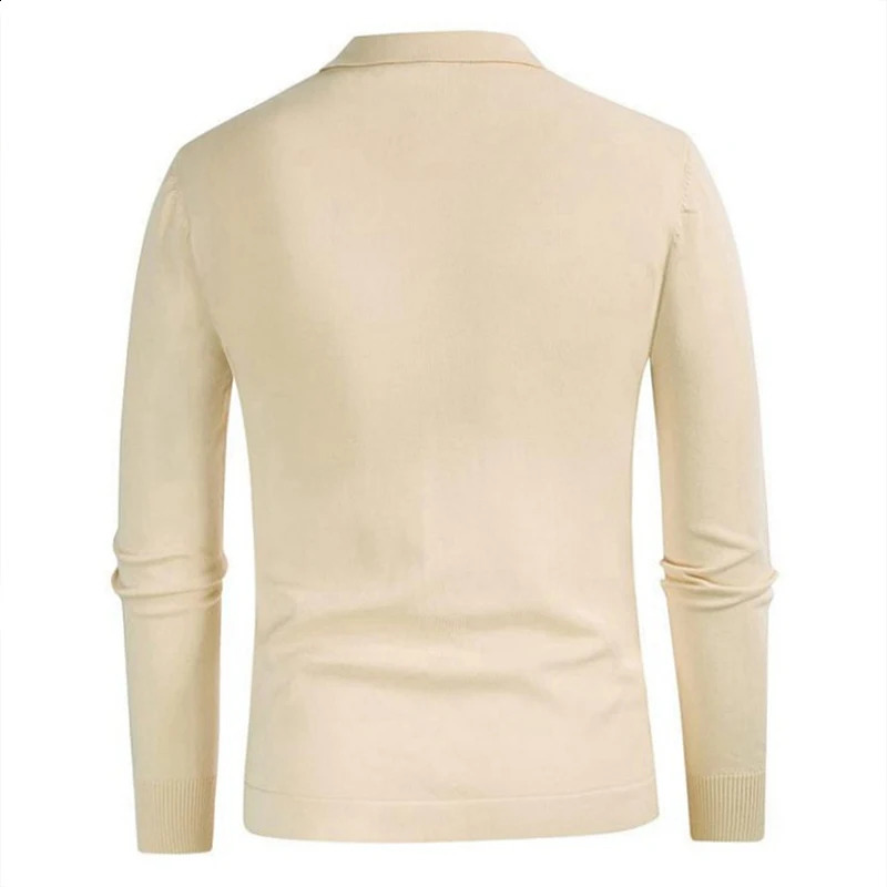 Autumn Mens Clothing Knit Polo Shirt Leisure Button-down Long Sleeve Retro Fashion Patchwork Knitwear M-3XL 240814