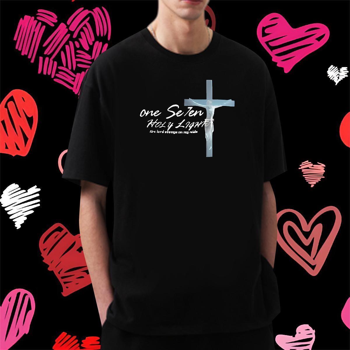 Soft Men T Shirts 100% Cotton 230g Religion Street wear Hip Hop DIY Printed Breathable Crew Neck Tshirts Fashion Designer Polos