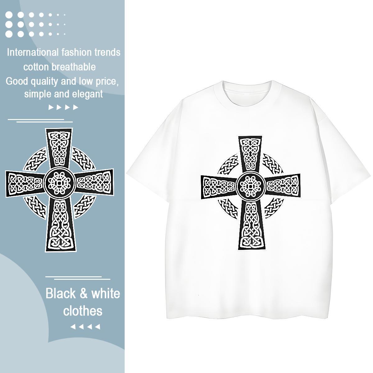 Loose Fit Men T Shirts 100% Cotton 230g religion Street Wear DIY Breathable Crew Neck Tshirts Custom Clothes