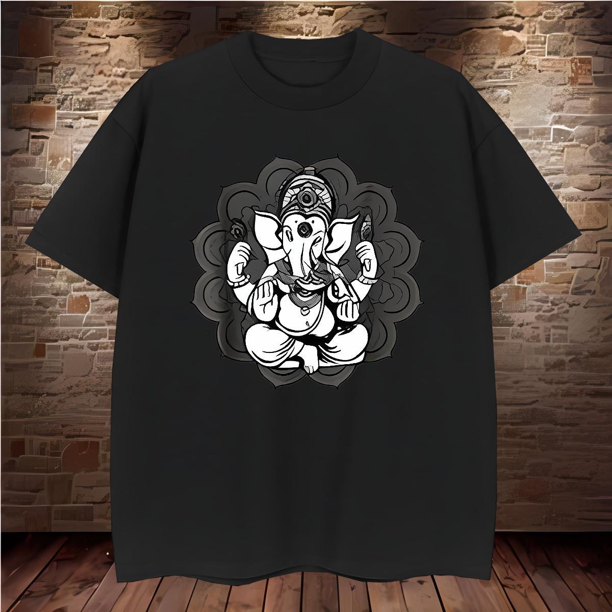 Loose Mens T Shirts 230g Pure Cotton Ganesha Street Custom Cartoon Breathable Soft Couples T Shirts DIY Tshirts