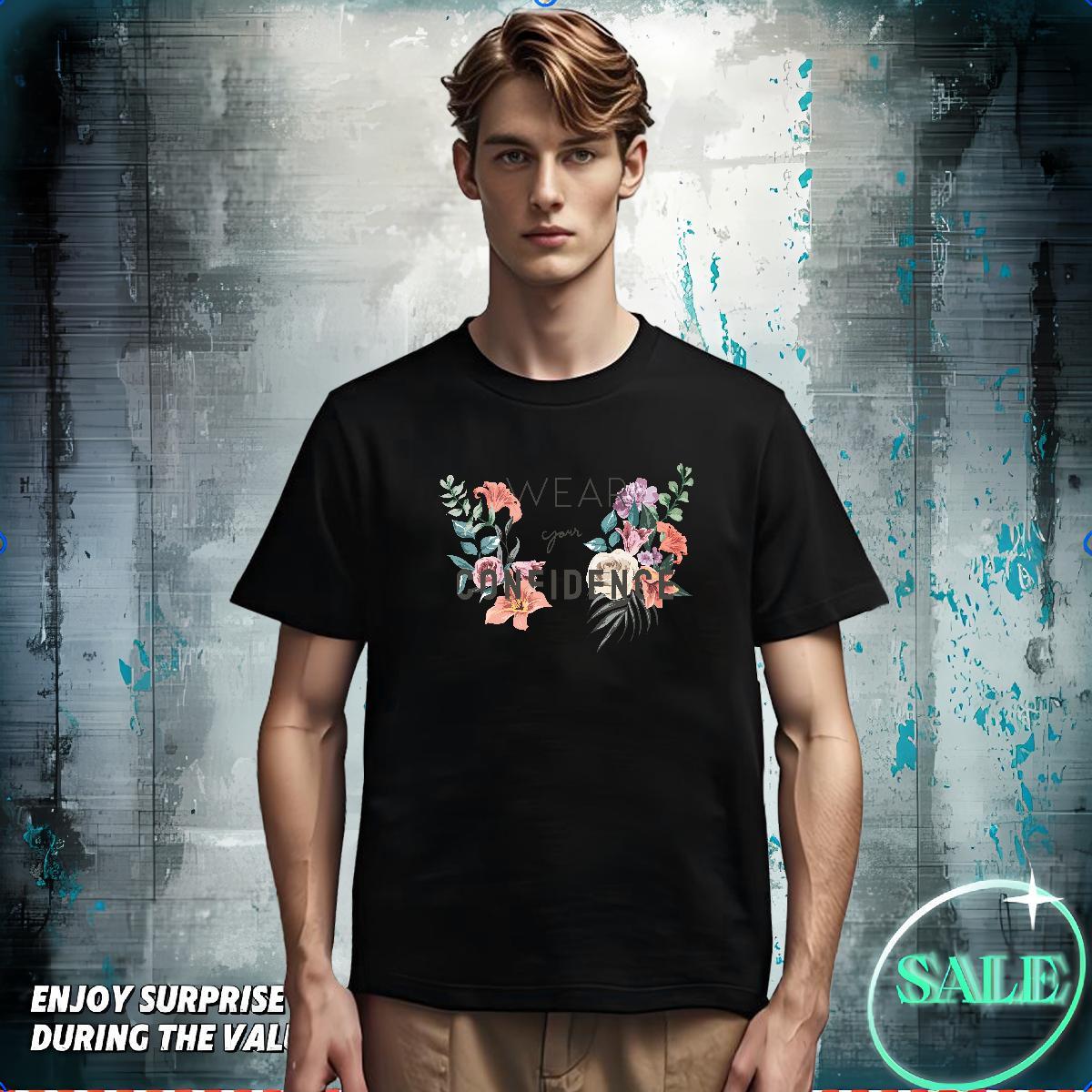 Classic T shirt 230g Cotton letter Casual DIY Breathable Short Sleeve Men Clothes T-Shirt Brand Wear