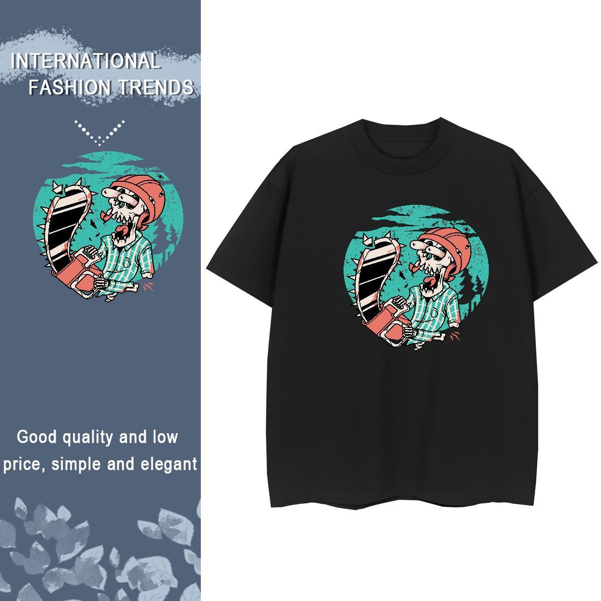 Designer T shirt 230g 100% Cotton skull Spring Summer Graphic Short Sleeve O-Neck Men Tshirts Fashion Clothes