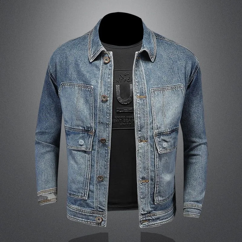 SpringSummer Fashion Trend Retro Mens Denim Jacket Casual Loose Comfortable High Quality Plus Size M4XL 240824