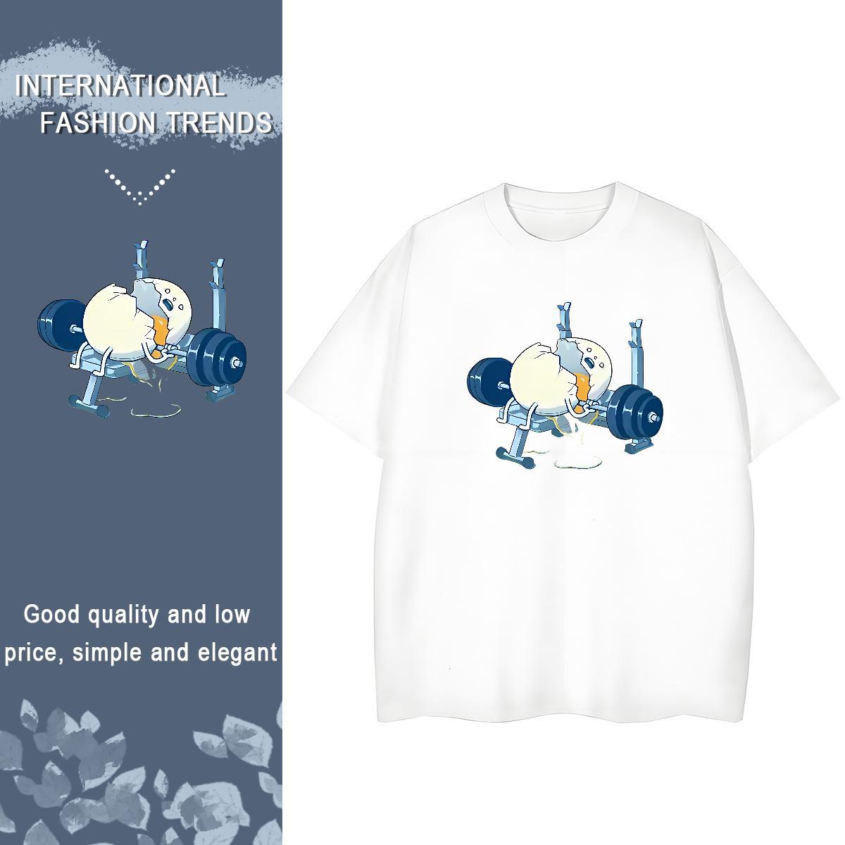 Popular Women Tees 100% Cotton 230g egg High Street Hip Hop T-Shirts for Women Breathable Crew Neck DIY Printed Clothings