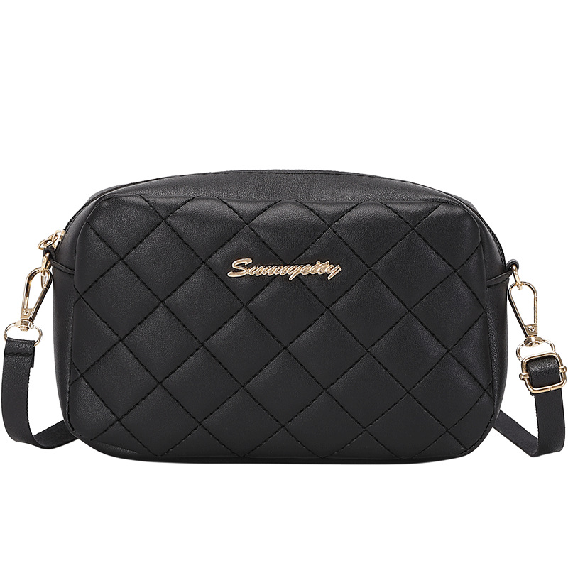 Shoulder bag embroidered diamond grid small square bag