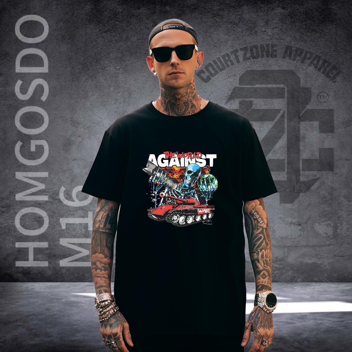 Brand Men T Shirts 230g 100% Cotton skull Street Casual Oversized Breathable Men Tshirts Wholesale Top Tees