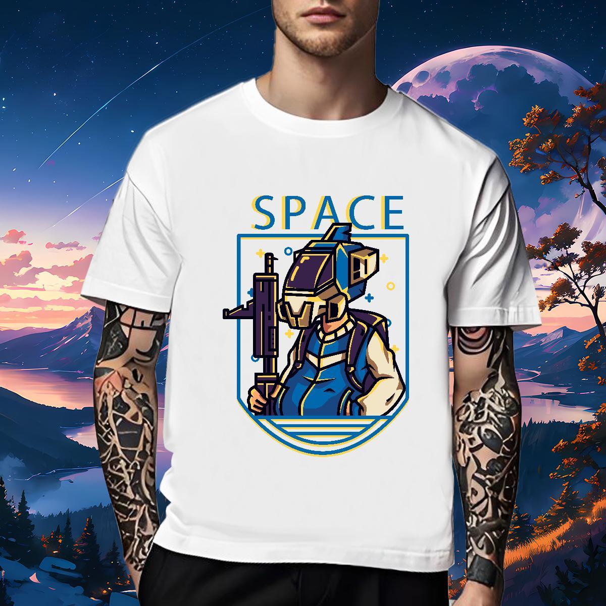 Classic T Shirt For Man 230g Pure Cotton robot Casual Beach Oversized 4XL Round Neck Short Sleeve Tshirt for Man Woman Brand Tee Shirt
