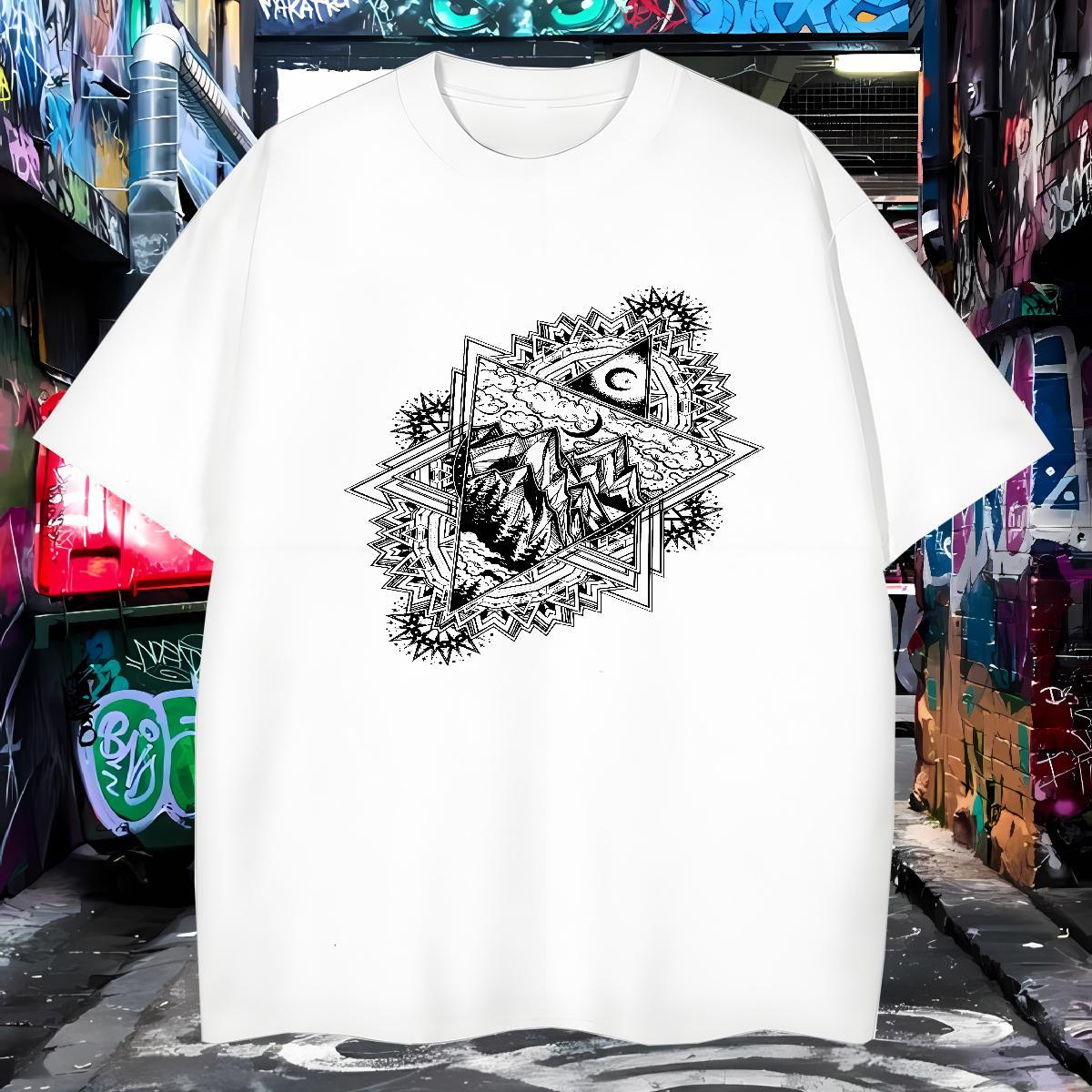 Wholesale Men T Shirts 100% Cotton 230g eye of the devil Beach Custom Print Oversized Round Neck Short Sleeve Men Tops Tees New Designer Clothings