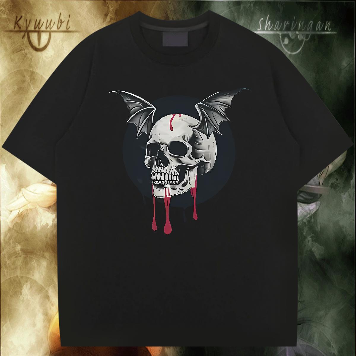 Free Shipping Mens T Shirts 230g Cotton skull Daily Wear Cartoon Print Breathable Tshirt for Man Woman Casual New Clothings