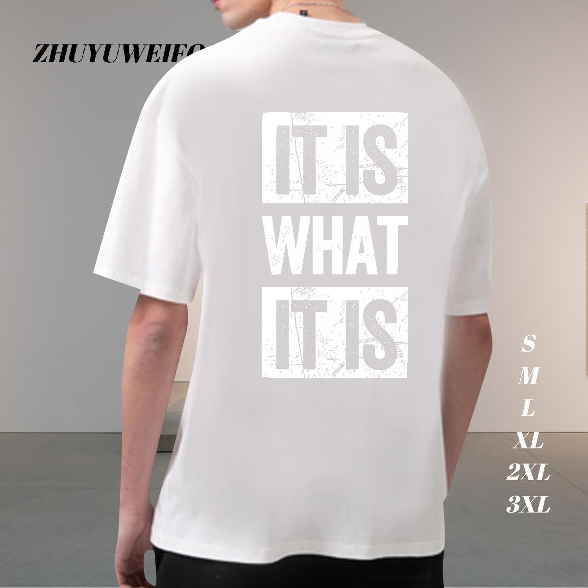 Unisex T-Shirts for Men 100% Cotton 230g letter Daily Wear DIY Anime Crew Neck Couples T Shirts New Top Tees