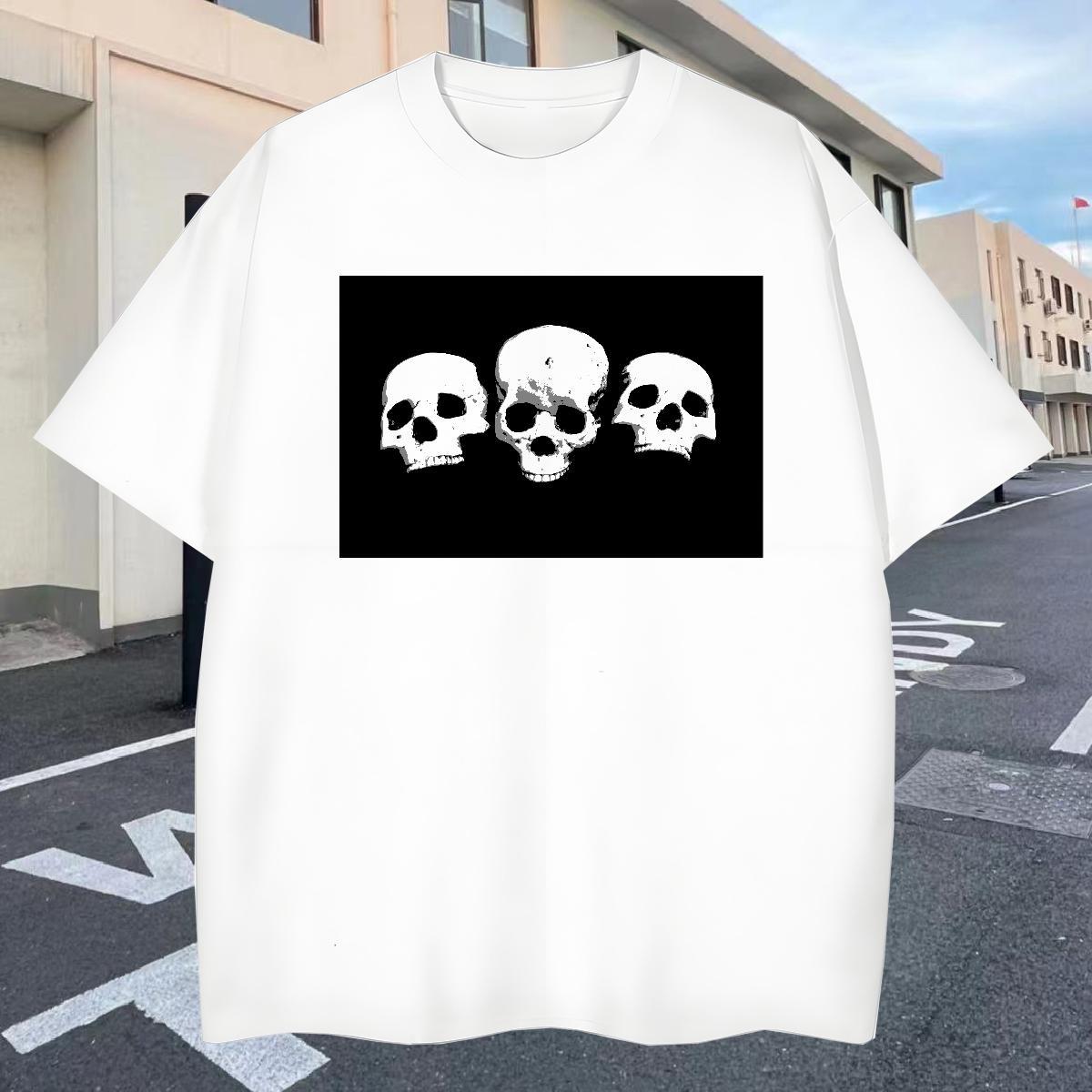 Brand T Shirt For Man 230g Cotton skull Casual Custom Printing Breathable Crew Neck Men Tees Fashion New Wear