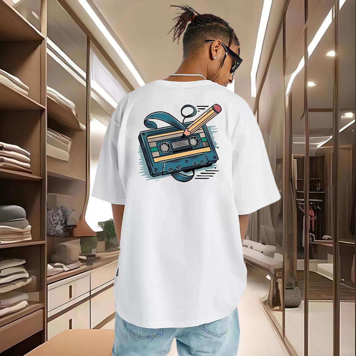 2024 Summer Men Tshirts radio Street 230g 100% Cotton Clothes Pure Cotton Loose Fit T-Shirts for Men Custom Big Size