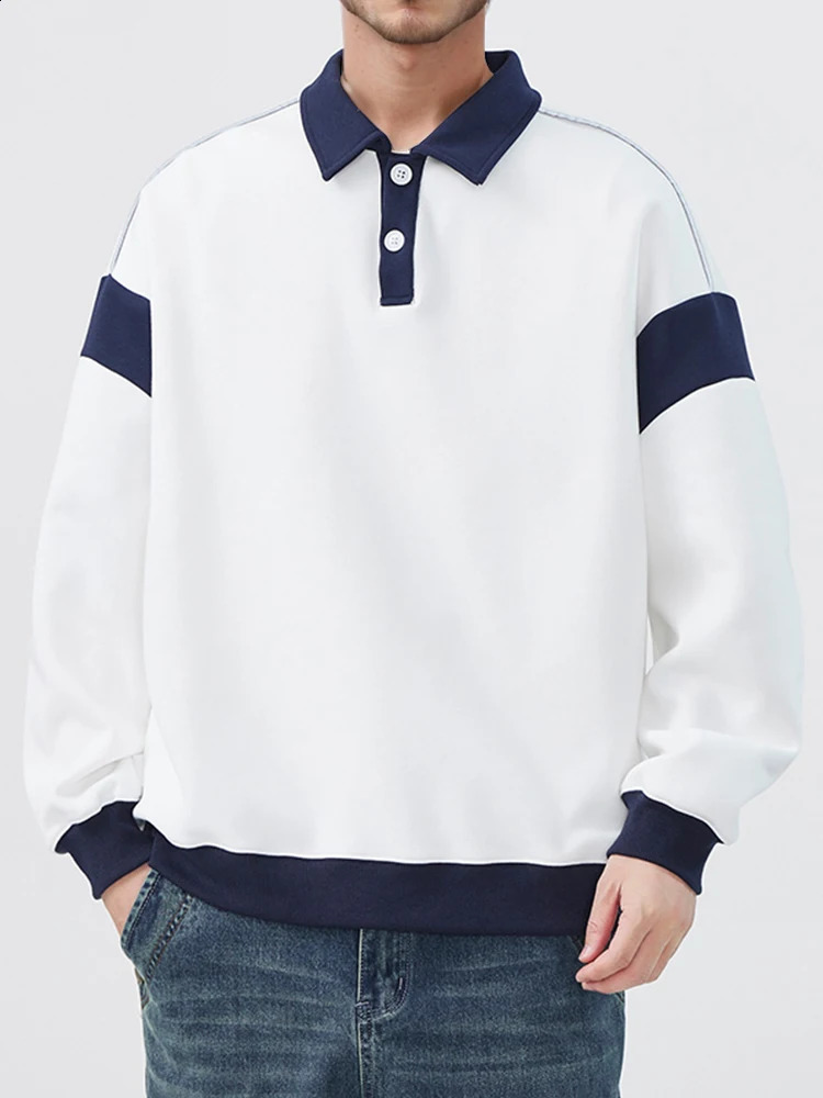 Long Sleeve Polo Shirts Men Fall Turndown Collar Sweatshirts Men Streetwear Fashion Clothing Men Solid Color Lapel Shirts 240824