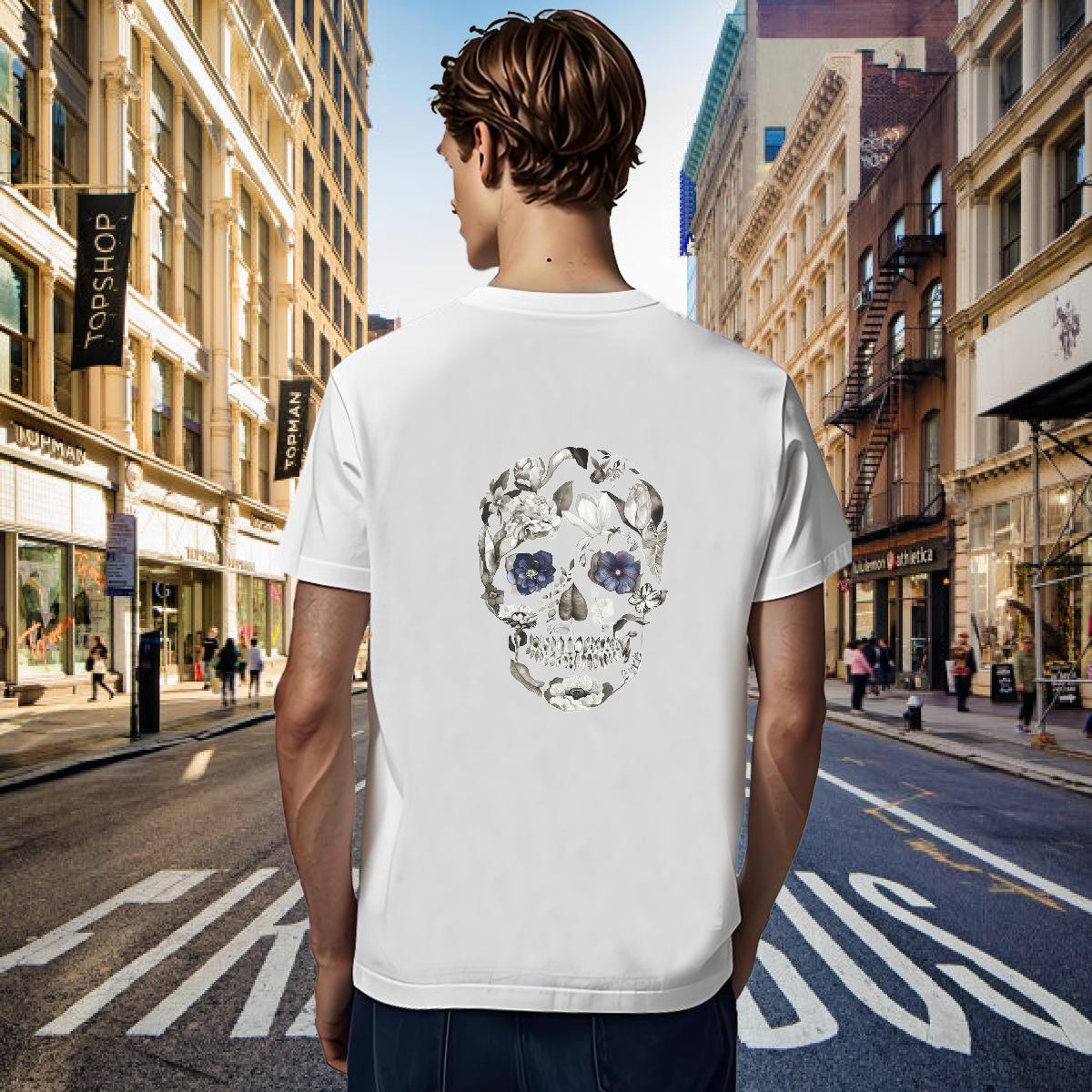 Designer T-Shirts 230g Cotton skull Hip Hop Street DIY Logo Oversized Crew Neck Breathable Tshirt for Man Woman 2024 Designer Wear