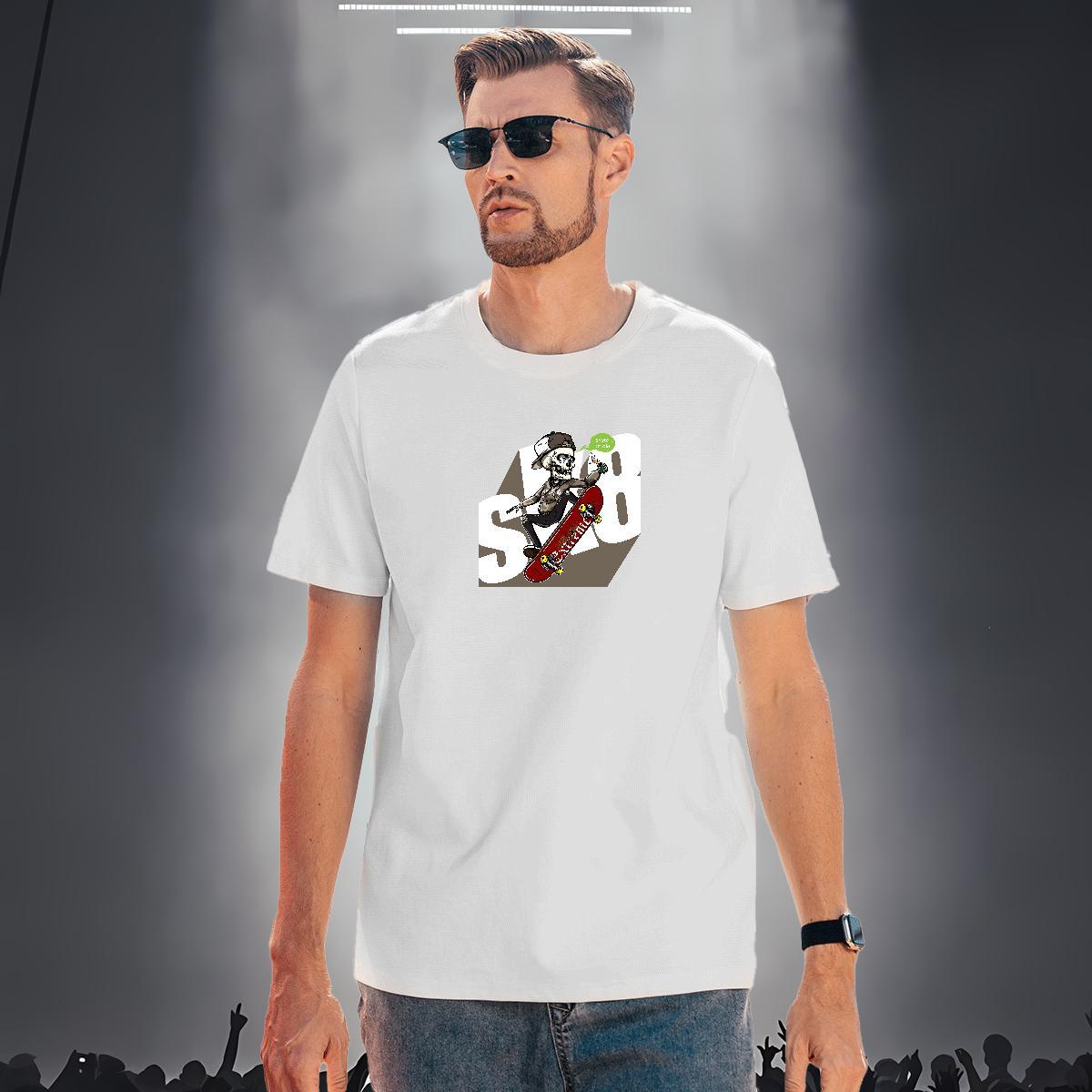 Wholesale Man T Shirts 230g 100% Cotton skull Home Outdoor Cartoon Print O-Neck Short Sleeve Tshirts Classic Casual Top Tees