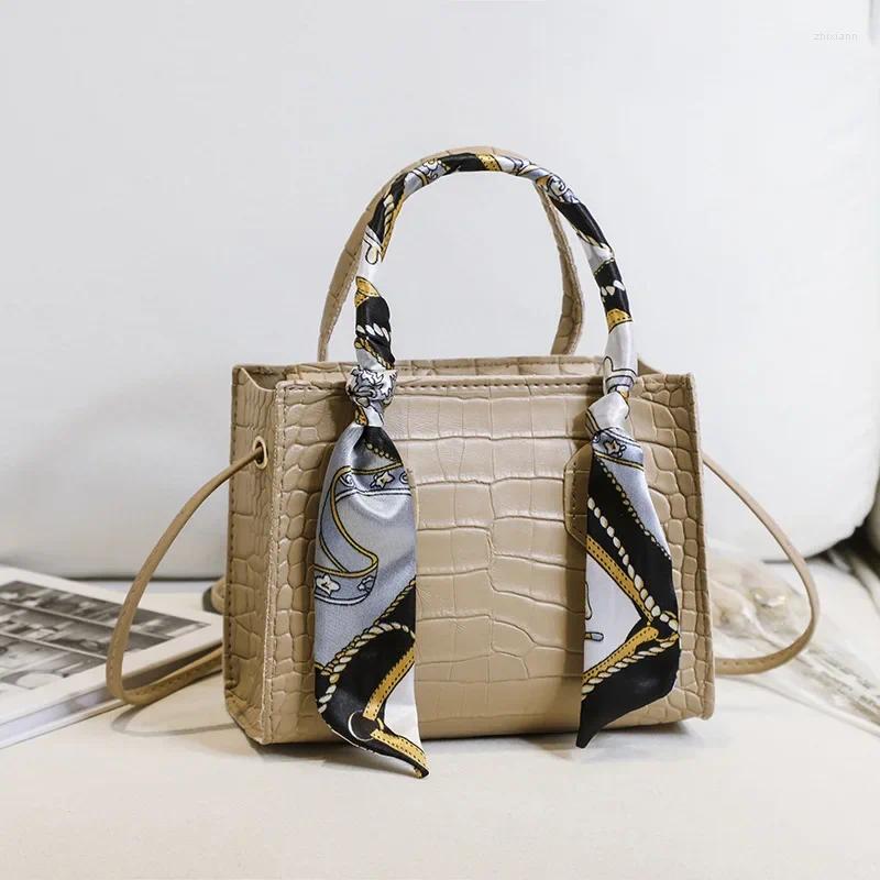 Bag Scarfs Accent Rhombus Shoulder Bag: Chic Chain Crocodile Pattern Oblique Span With Optional Silk Handbag Scarf New Free Delivery Designer Bag