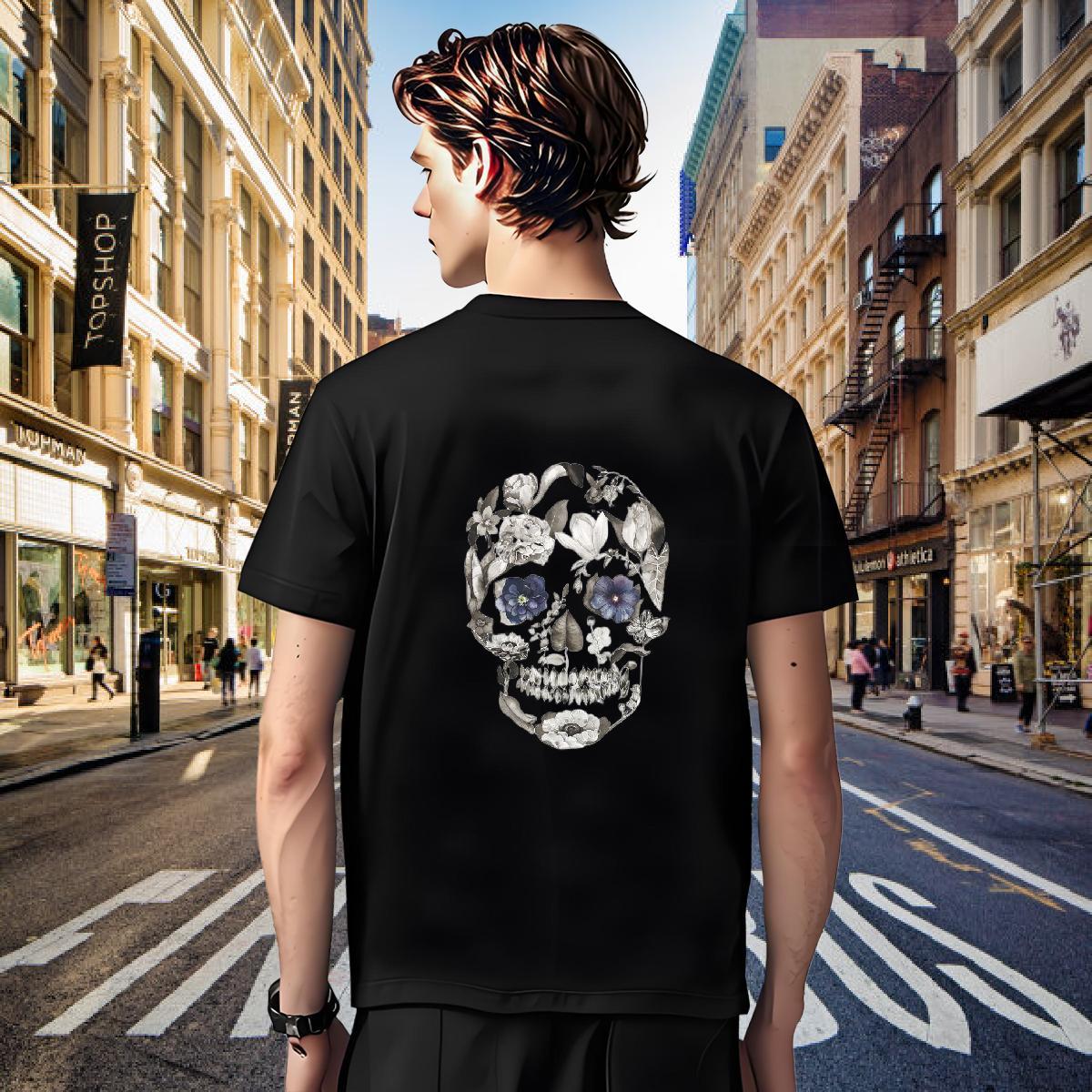Designer T-Shirts 230g Cotton skull Hip Hop Street DIY Logo Oversized Crew Neck Breathable Tshirt for Man Woman 2024 Designer Wear