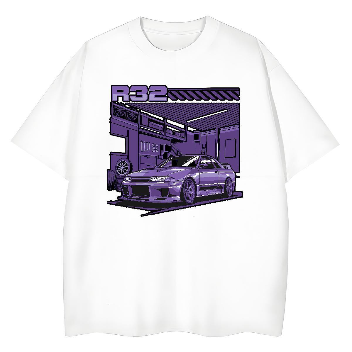 Loose Fit T-Shirts for Men 230g Pure Cotton car Casual Daily Wear Anime O Neck Short Sleeves Couples T Shirts Fashion Designer Tops