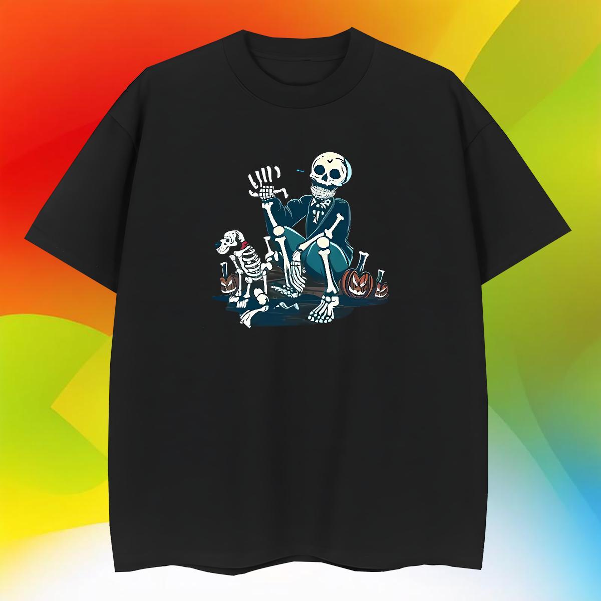 TOP Quality Mens T Shirts 230g Cotton skull Outdoor Black Oversized Breathable Short Sleeve Men Tops Tees Brand Polos