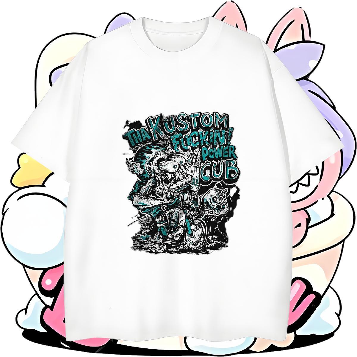 Loose Fit T-Shirts 230g 100% Cotton skull Beach Black White Round Neck Short Sleeve Couples T Shirts Fashion Casual Tshirts
